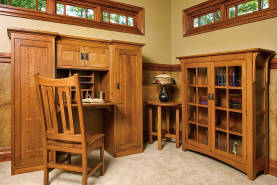Mission Secretary Desk, Tea Table &amp; Bookcase - Large