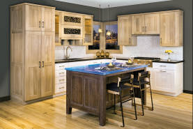 Rift White Oak Kitchen With Glass Counter Blue  - Large