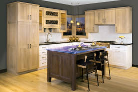 Rift White Oak Kitchen With Glass Counter Purple