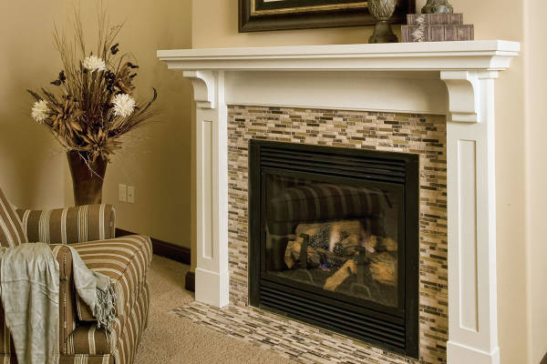 Painted White Mantel With Tiles